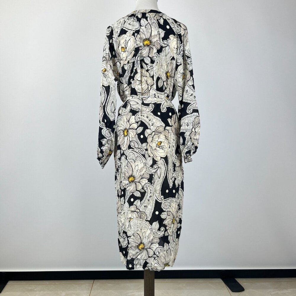 NWOT JOHNNY WAS Biya Silk Long Sleeves Floral Midi Dress Boho Chic Sz S - Picture 5 of 12